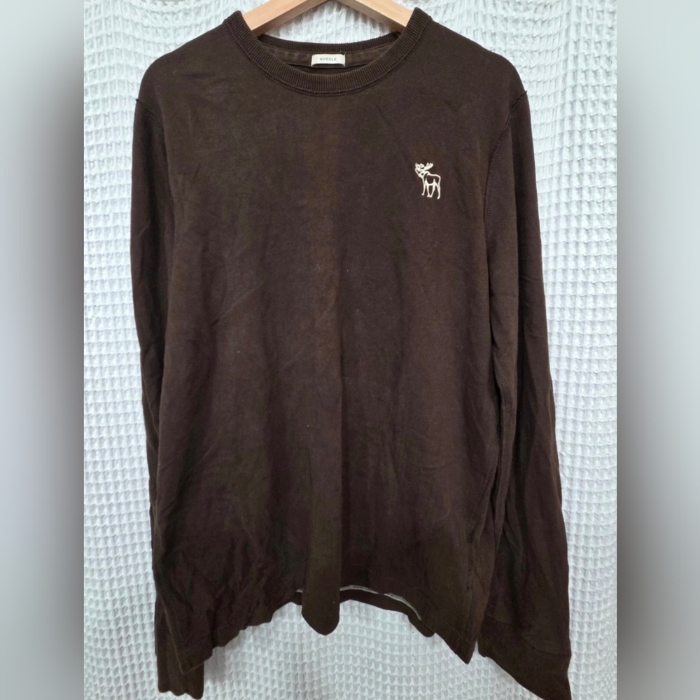 Vintage Abercrombie & Fitch Dark Brown Long Sleeve Men's XL Muscle Shirt